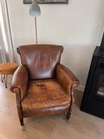 Vintage schapenleren clubfauteuil, Ophalen, Gebruikt, 50 tot 75 cm, Leer