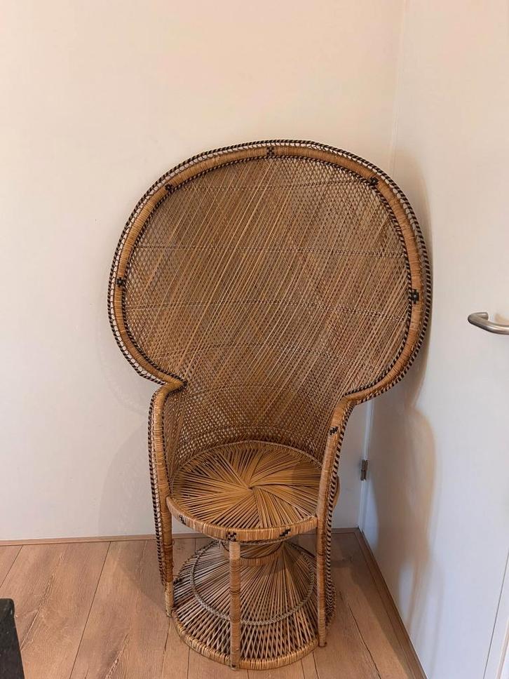 Pauw stoel, Huis en Inrichting, Stoelen, Gebruikt, Eén, Riet of Rotan, Bruin, Ophalen