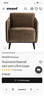 WOOOD Statement Fauteuil + Hocker - Zo Goed Als Nieuw, Huis en Inrichting, Ophalen of Verzenden, Zo goed als nieuw, Stof, 75 tot 100 cm
