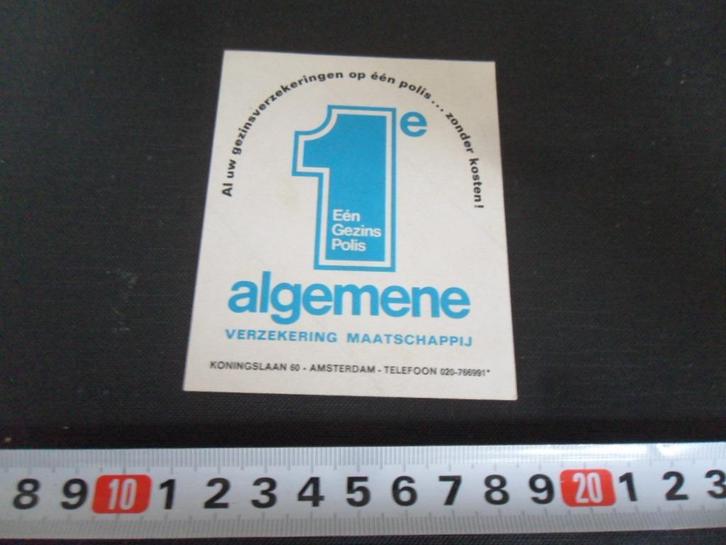 sticker Amsterdam eén Gezins Polis Alhemene verzekering, Verzamelen, Stickers, Zo goed als nieuw, Bedrijf of Vereniging, Ophalen