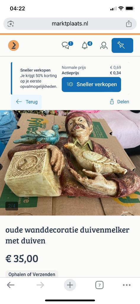 wanddecoratie duivenmelker  met duiven, Ophalen of Verzenden