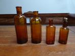4 antieke apothekersflesjes - medicijnflesjes, Antiek en Kunst, Ophalen of Verzenden