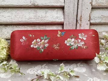 Oud handschoenen kistje handbeschilderd decor beschikbaar voor biedingen