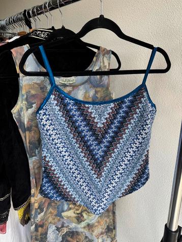 Vintage Y2K retro kleurrijke crochet gehaakte crop top beschikbaar voor biedingen