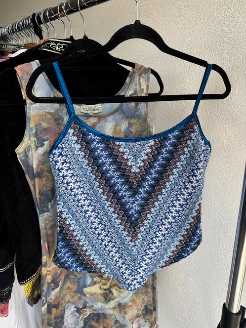 Vintage Y2K retro kleurrijke crochet gehaakte crop top, Kleding | Dames, Tops, Zo goed als nieuw, Maat 46/48 (XL) of groter, Blauw