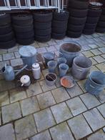 16 stuks Zinken vuilnisbak emmer etc, Gebruikt, ., Rond, Ophalen of Verzenden