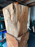 4 teakhouten bijzettafels, Ophalen, Minder dan 45 cm, Minder dan 55 cm, Blok