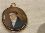 empire portretminiatuur miniatuur portret met  haarwerkje, Ophalen of Verzenden