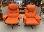 Set G-Mobel Sweden fauteuils oranje - vintage retro stoelen, Huis en Inrichting, Fauteuils, 75 tot 100 cm, Minder dan 75 cm, Gebruikt