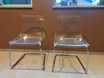 Eetkamerstoelen Chrome voet. Doorzichtig van kleur, Huis en Inrichting, Stoelen, Ophalen, Zo goed als nieuw, Overige kleuren, Vier