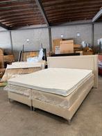 Boxspring180x200 Velvet Beige Pocketveer geveerde bak NIEUW, Ophalen, Beige, 180 cm, 200 cm