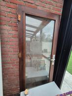 Hardhouten deur met dubbelglas - 82.5 x 198 cm, Gebruikt, 80 tot 100 cm, Minder dan 200 cm, Ophalen of Verzenden