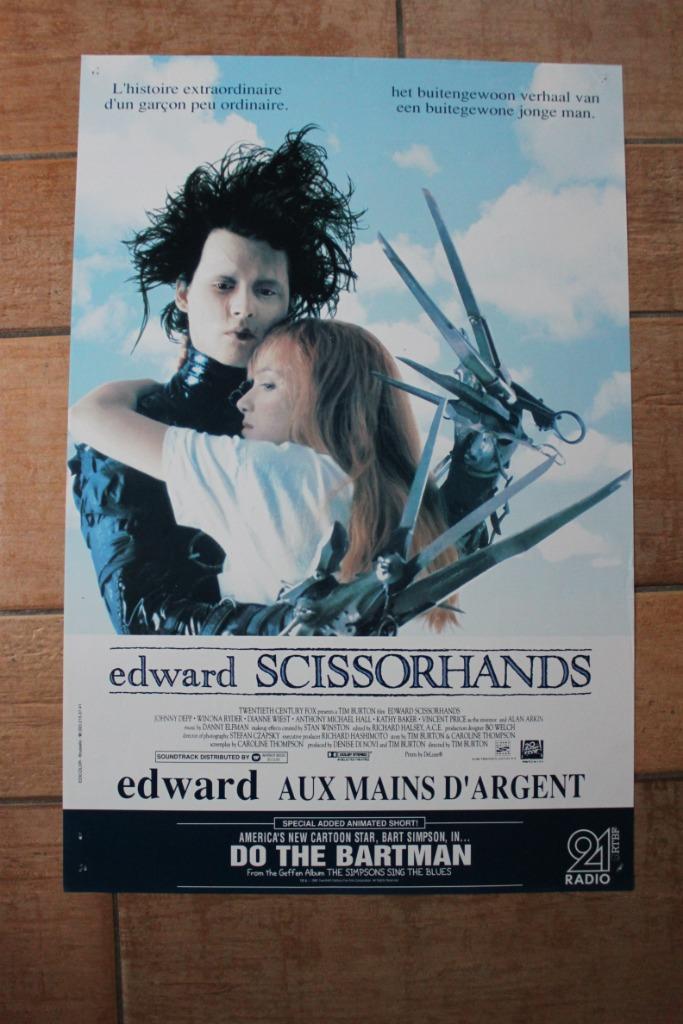 filmaffiche Edward Scissorhands Johnny Depp filmposter, Verzamelen, Posters, Zo goed als nieuw, Film en Tv, A1 t/m A3, Rechthoekig Staand