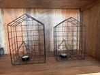 Zwarte decoratie huisjes met waxinelichthouder, Huis en Inrichting, Woonaccessoires | Kandelaars en Kaarsen, Ophalen, Zwart, Zo goed als nieuw