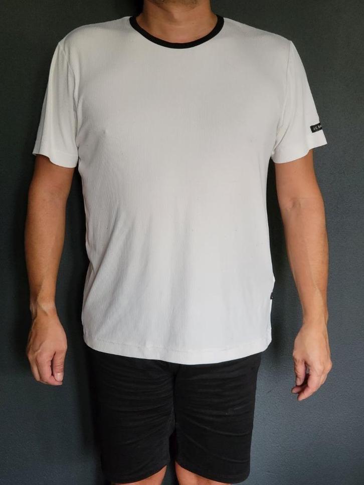 Wit T-shirt met ribbelstructuur - Maat XL, Kleding | Heren, T-shirts, Gedragen, Maat 56/58 (XL), Wit, Ophalen of Verzenden