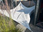Schaduwdoek, lichtgrijs (rechthoekig) met hardhouten paal, Tuin en Terras, Schaduwdoeken, Ophalen, Gebruikt