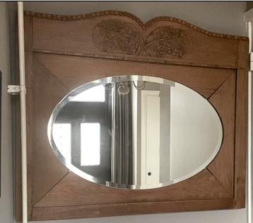 Prachtige oude houten spiegel 