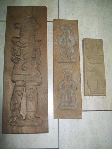 antiek curiosa 3 speculaasvormen hout beschikbaar voor biedingen