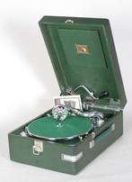 Koffergrammofoon HMV102 groen grammofoon his master voice, Antiek en Kunst, Antiek | Tv's en Audio, Ophalen of Verzenden