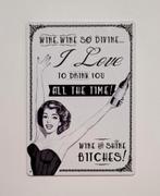 Wine so devine wijn reclamebord van metaal wandbord deco, Info@deconoord.nl, Deco Noord, Nieuw, Ophalen of Verzenden