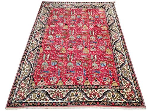 Handmade Persian wool Mashad carpet floral Birds 231x307cm, Huis en Inrichting, Stoffering | Tapijten en Kleden, Gebruikt, 200 cm of meer