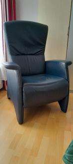 Blauwe lederen relaxstoel, Huis en Inrichting, Fauteuils, Ophalen, Gebruikt