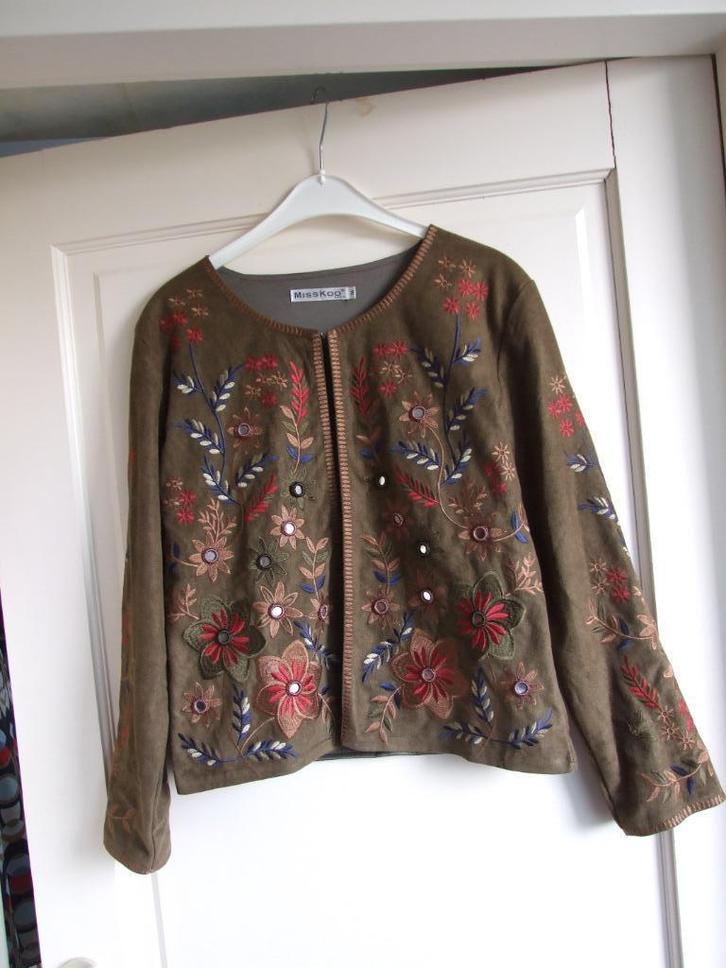 Misskoo nieuwe bruin/groen jasje borduur maat M, Kleding | Dames, Jasjes, Kostuums en Pakken, Nieuw, Jasje, Maat 38/40 (M), Overige kleuren