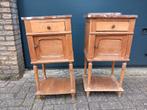 2 brocante nachtkastjes, Huis en Inrichting, Slaapkamer | Nachtkastjes, Ophalen, Zo goed als nieuw, Minder dan 45 cm, 70 cm of meer