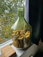 Grote groene glazen deco fles, Gebruikt, Ophalen of Verzenden, Glas, Minder dan 50 cm