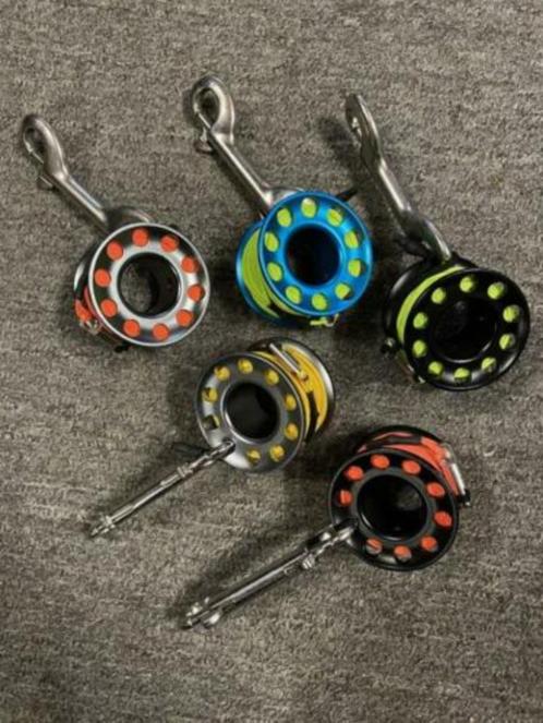 Vinger spoel reel aluminium 15 meter met rvs double ender, Watersport en Boten, Duiken, Nieuw, Overige typen, Ophalen of Verzenden