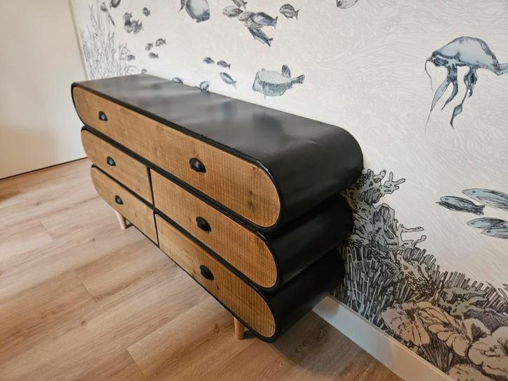 Unieke ladekast met industrieel design, Huis en Inrichting, Kasten | Ladekasten, Zo goed als nieuw, 100 tot 150 cm, 100 tot 150 cm