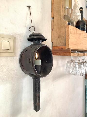 Oude IJzeren Postkoetslamp - Brocante, waxinelichtjeshouder beschikbaar voor biedingen