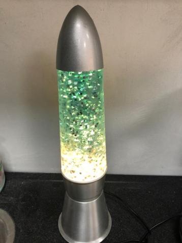 Lavalamp retro blauwe glitters lava aan/uit knop jaren 70