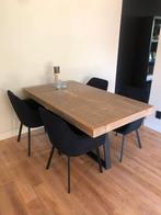 Eettafel met steigerhouten blad en zwarte stalen poot 160x90, 50 tot 100 cm, Steigerhout, 150 tot 200 cm, Rechthoekig