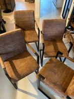 4 Bruine Industriële Stoelen, Ophalen, Gebruikt, Bruin, Vier