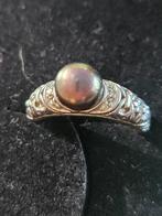 Witgouden Ring 9k met Parel & Briljant, Verzenden