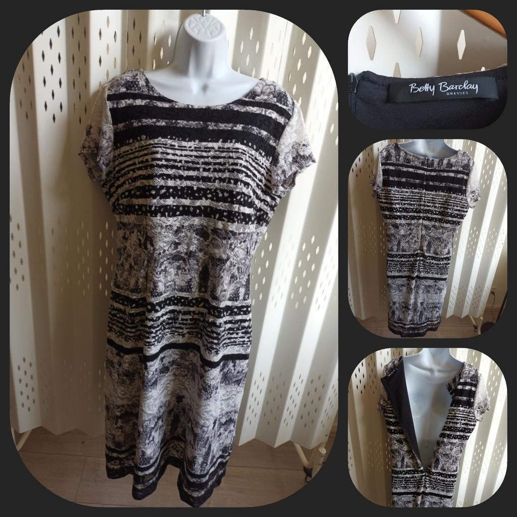 BETTY BARCLAY mididress onderjurk shortsleeve 42, Kleding | Dames, Jurken, Zo goed als nieuw, Maat 42/44 (L), Zwart, Onder de knie