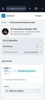 Startbewijs Amsterdam Marathon wave A stadion, Sport en Fitness, Loopsport en Atletiek, Ophalen of Verzenden, Nieuw, Overige typen