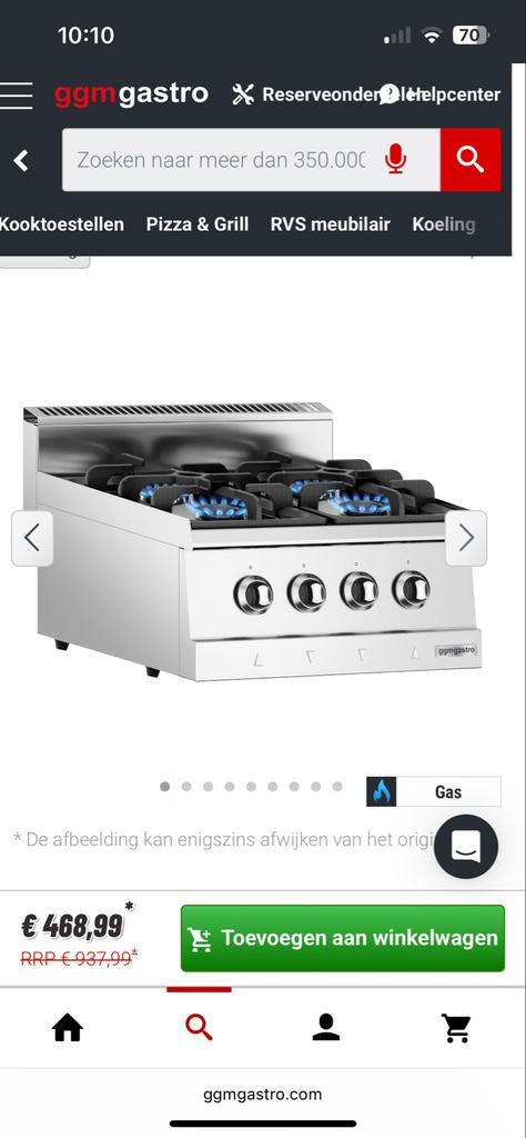 Professioneel 4-pits Gasfornuis - Tafelmodel, Witgoed en Apparatuur, Kookplaten, Ophalen of Verzenden