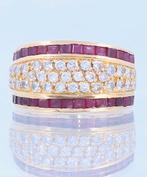 18K Gouden Cocktail Ring 1,10 crt Briljant 0.50 crt Robijn, Sieraden, Tassen en Uiterlijk, Ringen, Ophalen of Verzenden, Zo goed als nieuw