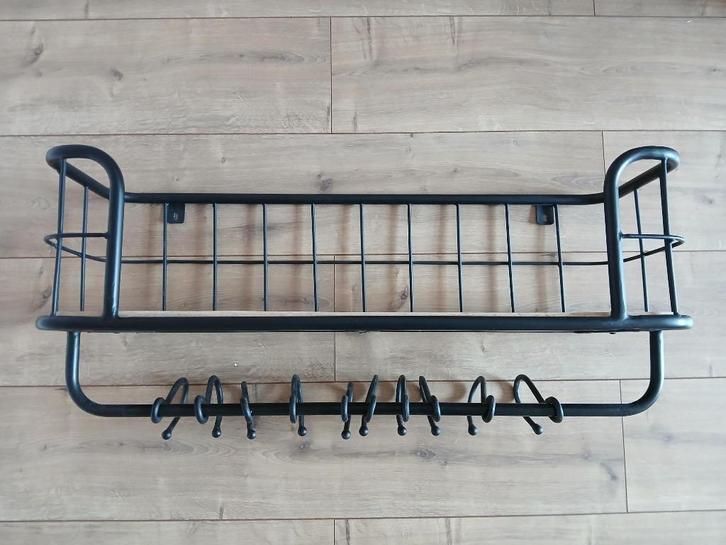 Wandrek - Bakkersrek Metaal Zwart - 76 x 23,5 x 32 cm, Huis en Inrichting, Woonaccessoires | Wandplanken en Boekenplanken, Zo goed als nieuw