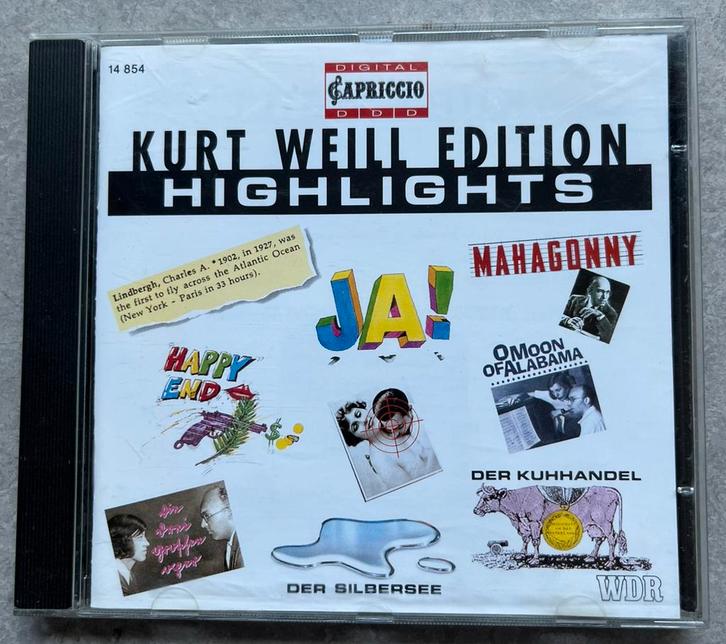 Kurt Weill - Kurt Weill Edition Highlights(cd jazz/klassiek), Cd's en Dvd's, Cd's | Jazz en Blues, Zo goed als nieuw, Jazz, 1980 tot heden