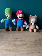 Super Mario knuffels set (Mario, Luigi & Tanooki Mario), Ophalen of Verzenden, Zo goed als nieuw, Overige typen