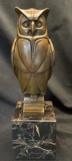 Bronzen Art Deco uil Cesaro,stempel groot zuiver fraai brons, Ophalen of Verzenden