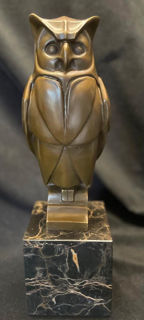Bronzen Art Deco uil Cesaro,stempel groot zuiver fraai brons, Antiek en Kunst, Kunst | Beelden en Houtsnijwerken, Ophalen of Verzenden