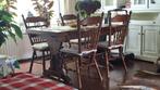Eiken uitschuifbare eettafel met 4 eiken stoelen, Huis en Inrichting, Tafels | Eettafels, Ophalen, Gebruikt, 100 tot 150 cm, Eikenhout