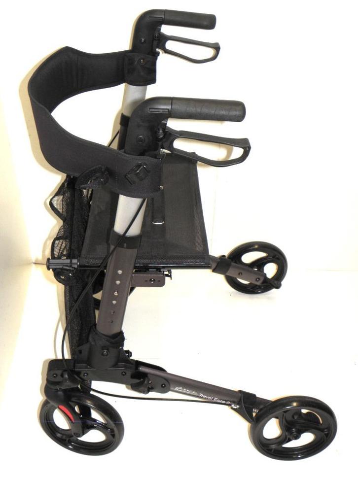 Antraciet ExcelCare Travel Eaze 2 Aluminium rollator, Diversen, Rollators, Zo goed als nieuw, Lichtgewicht, Opvouwbaar, Ophalen of Verzenden