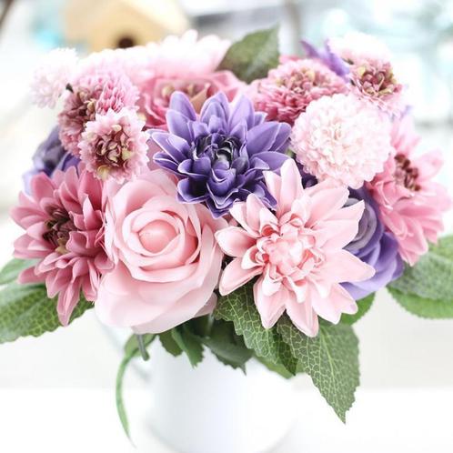 Kunst Rozen Dahlia Chrysanten Boeket Nep Bloemen Kunstplant, Huis en Inrichting, Woonaccessoires | Kunstplanten en Kunstbloemen