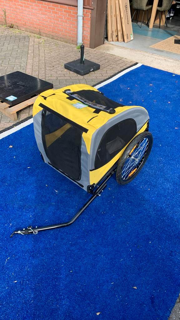 PawHut honden kar aanhanger fiets opvouwbaar geel zwart, Fietsen en Brommers, Fietsaccessoires | Aanhangers en Karren, Nieuw, Hondenkar