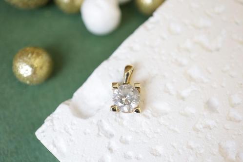 14 Karaat Gouden Minimalistische Zirkonia Hanger, Sieraden, Tassen en Uiterlijk, Kettinghangers, Zo goed als nieuw, Goud, Goud
